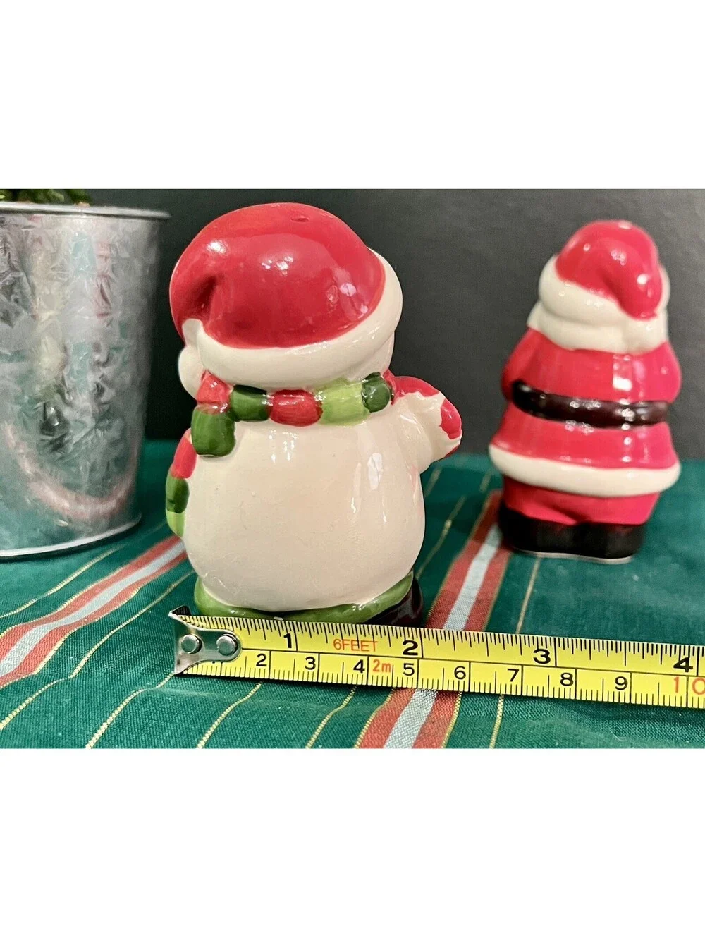 VINTAGE Christmas Holiday Salt & Pepper Shakers - Santa Claus & Snowman